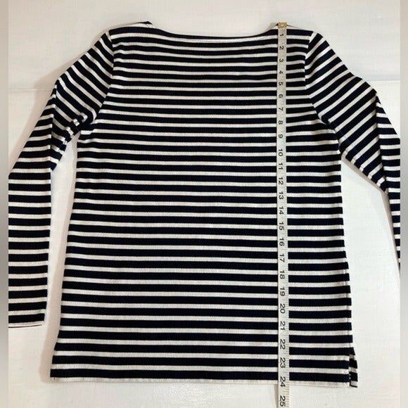 Talbots Women's Petite Blue Stripe Floral Knit Top Embroidered Cottagecore - Picture 9 of 9